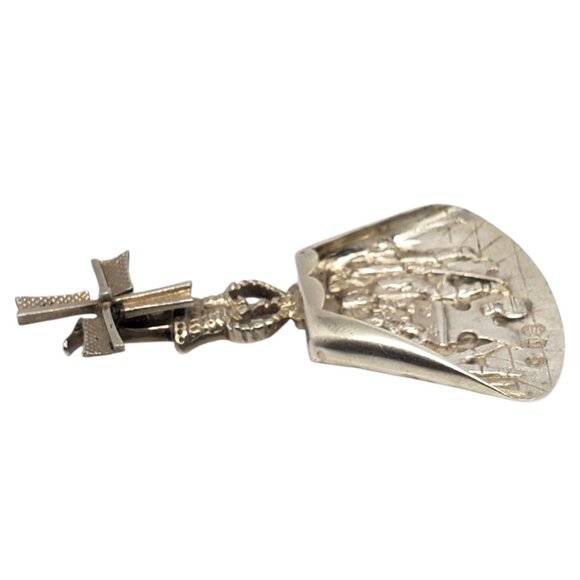 Dutch Sterling Silver Tavern Scene Windmill Shovel Spoon #22670 - Picture 6 of 9